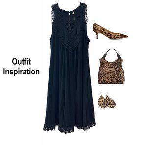 Xhilaration Dress Black Crochet Swing Dress XS